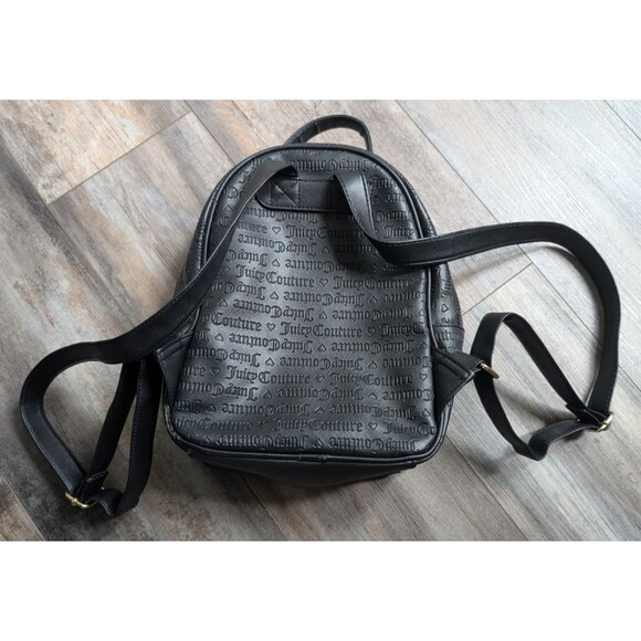 Juicy Couture Back Pack Bag Black All Over Logo Y2K Mini - Picture 3 of 4